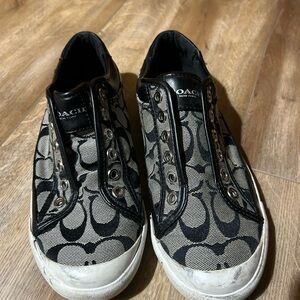 Coach Monogram Black and Gray Slip-On Loafers Wonens Size 7
